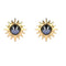 A pair of gold-plated stud earrings featuring a hematite stone set in a star-shaped mount.
