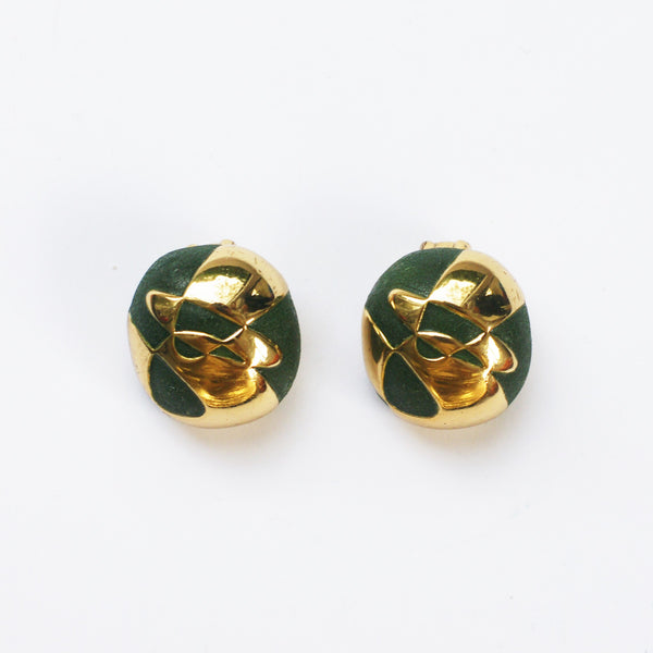vintage Orena gold plate and green clip-on earrings