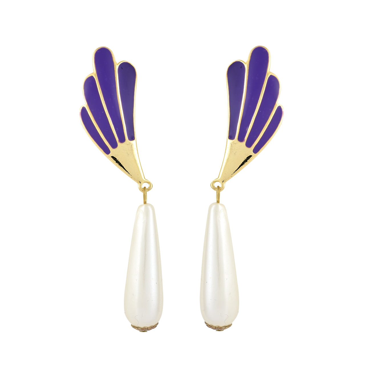 vintage enamel pearl drop purple clip on earrings