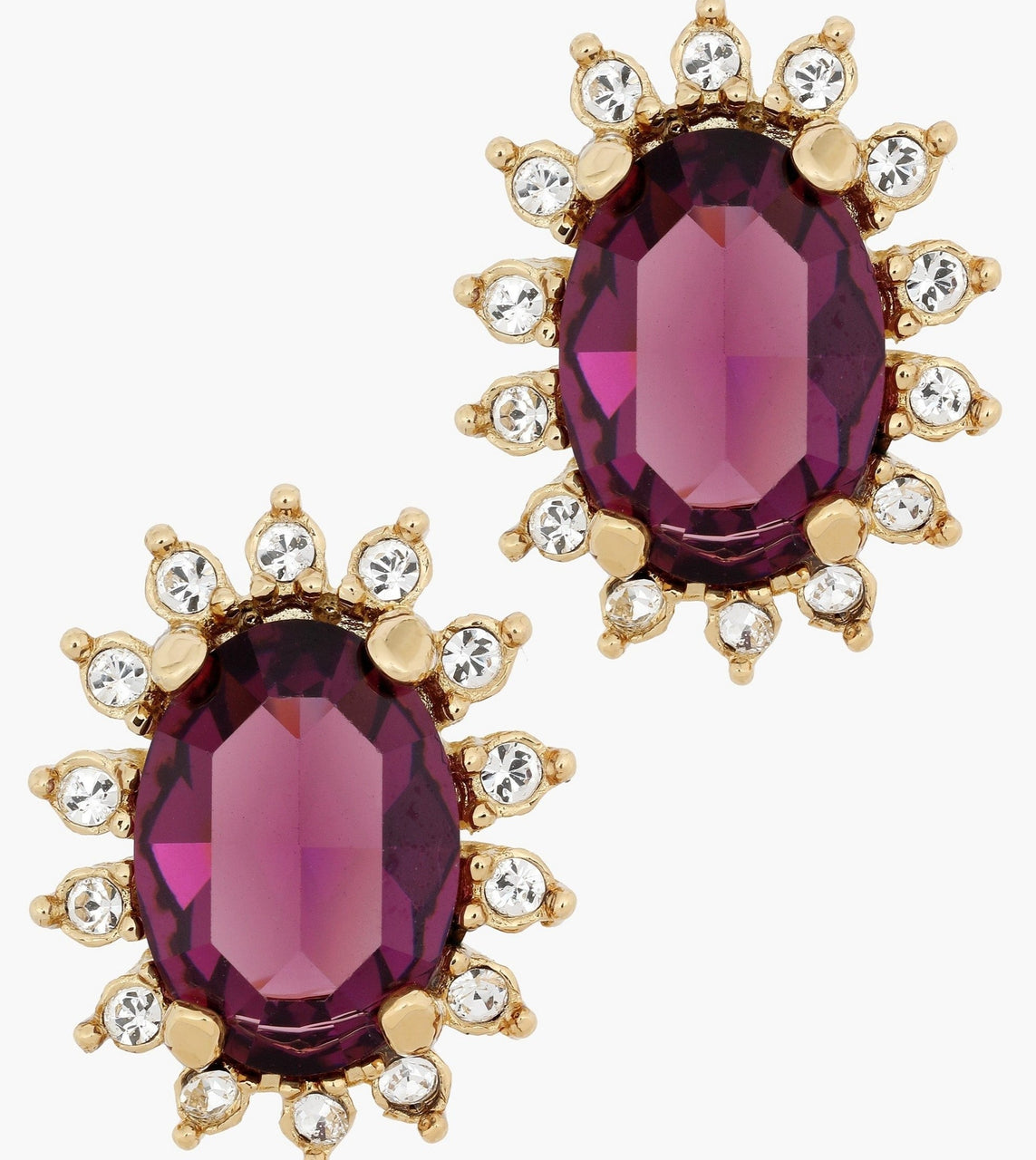 Vintage Faux Amethyst Clip-On Earrings