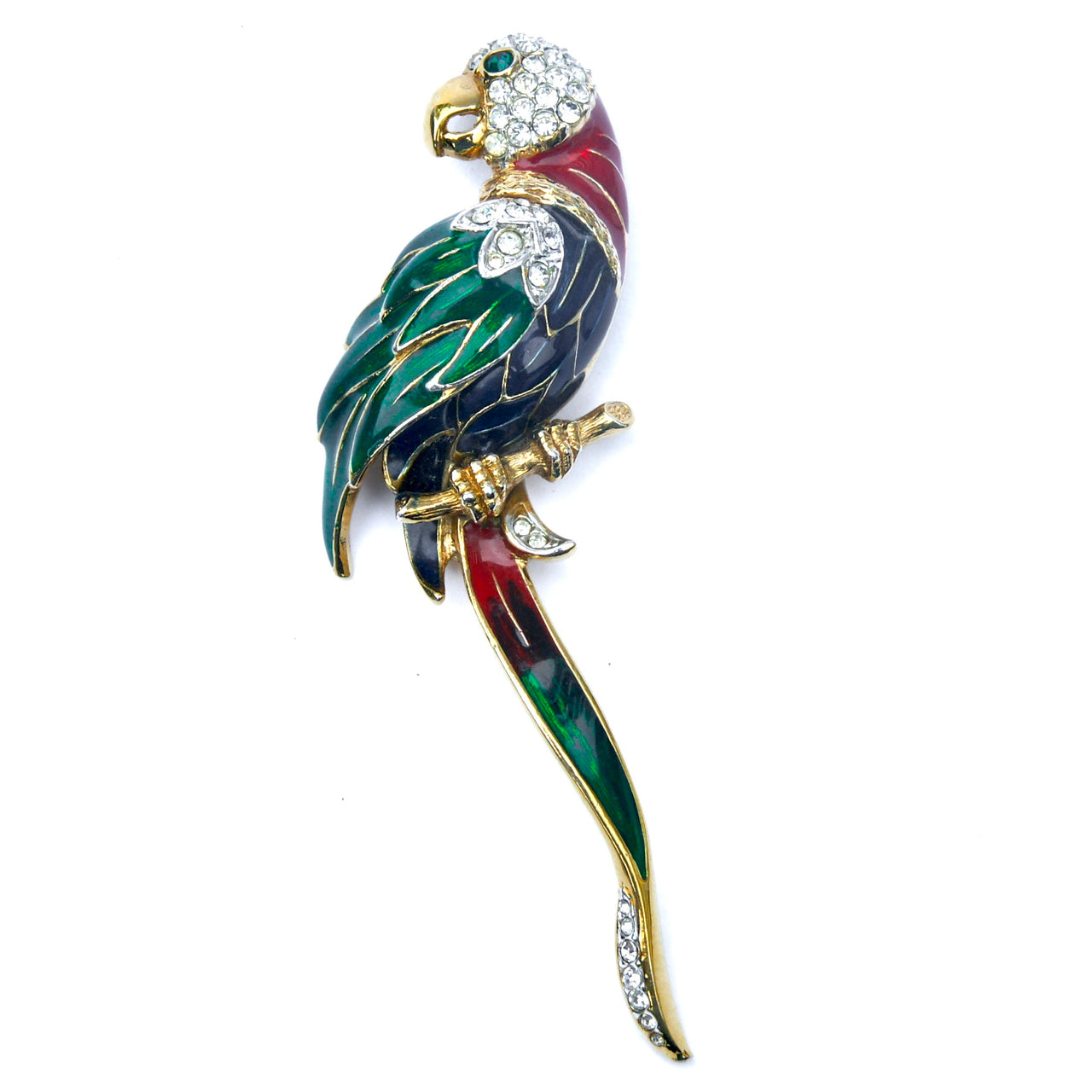 Eclectica Vintage Jewellery | UK | 1980s Vintage Attwood & Sawyer Parrot Brooch