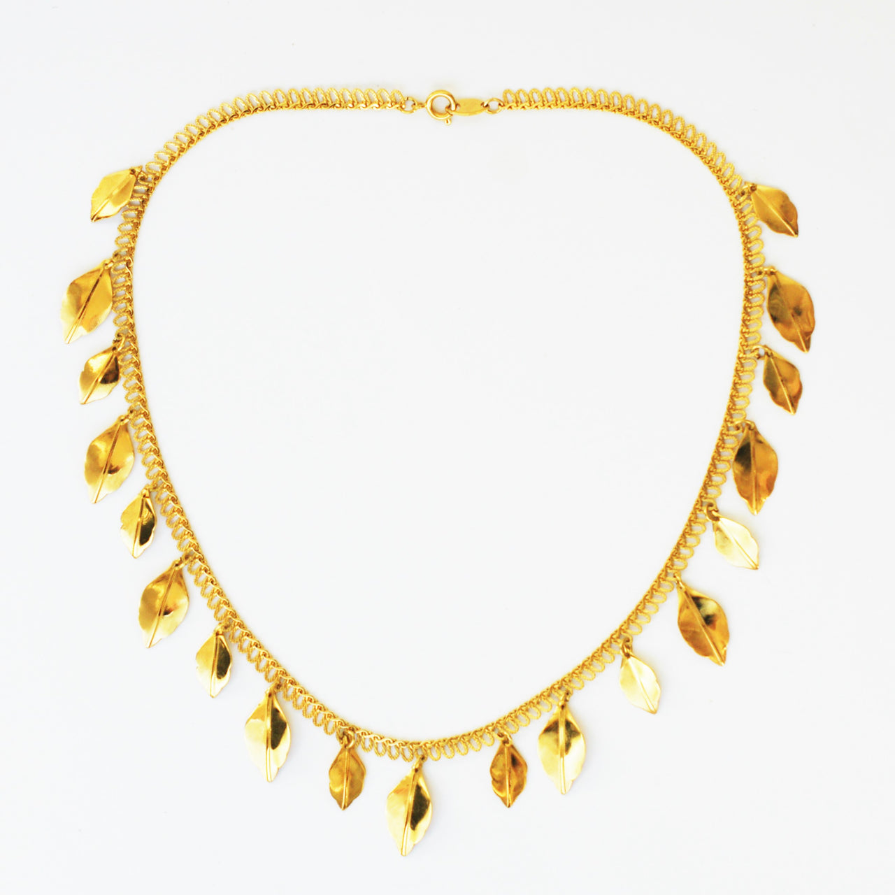 Trifari Dropping Leaves Necklace, Gold Plate