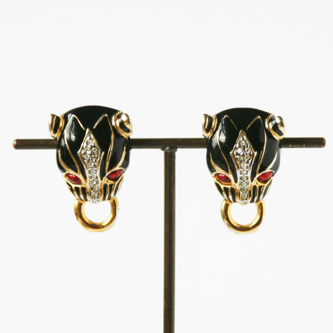 Eclectica Vintage Jewellery | UK | 1980s Vintage Jaguar Door Knocker Clip-On Earrings