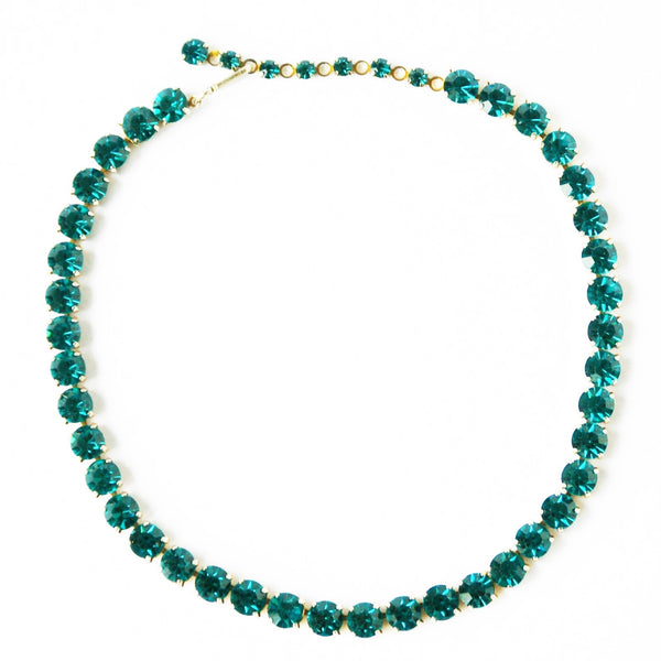 Eclectica Vintage Jewellery | UK | 1960s Vintage Teal Rhinestone Necklace 