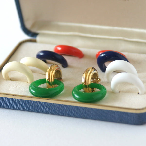 1950s Vintage Trifari Interchangeable Hoop Drop Clip-On Earrings