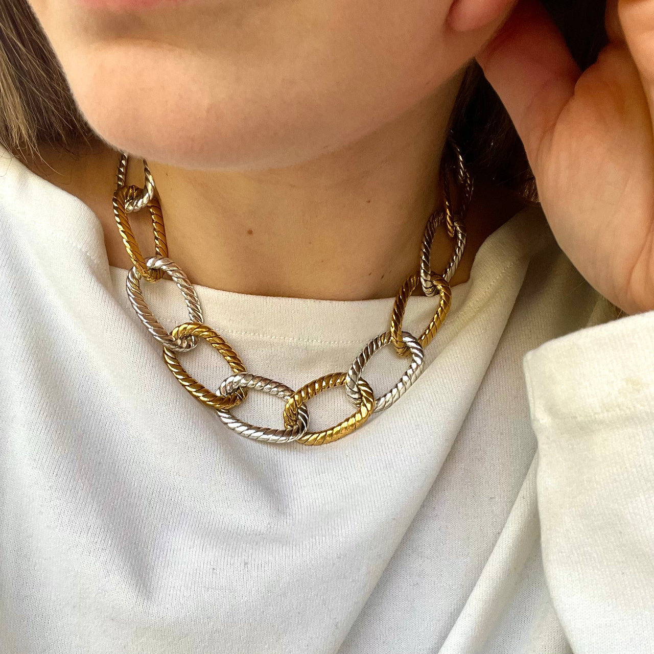 Silver and gold colour large link chain by Ralph Lauren