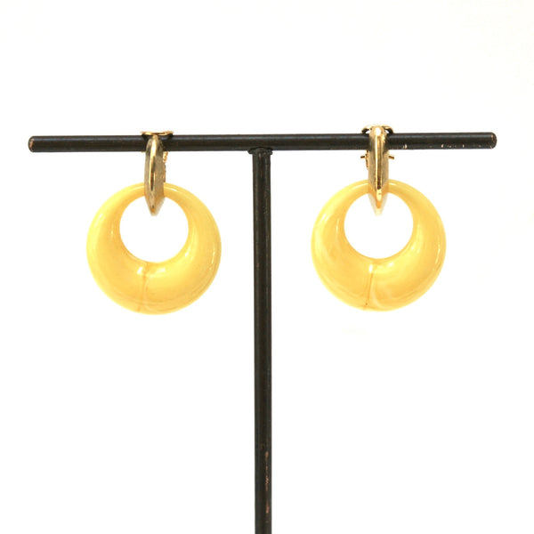 1970s Yellow Drop Clip On Earrings