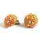 Weiss, resin earrings, orange earrings, clip on earrings, encrusted