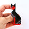 Lea Stein Deco Style Cat Brooch, Black & Red