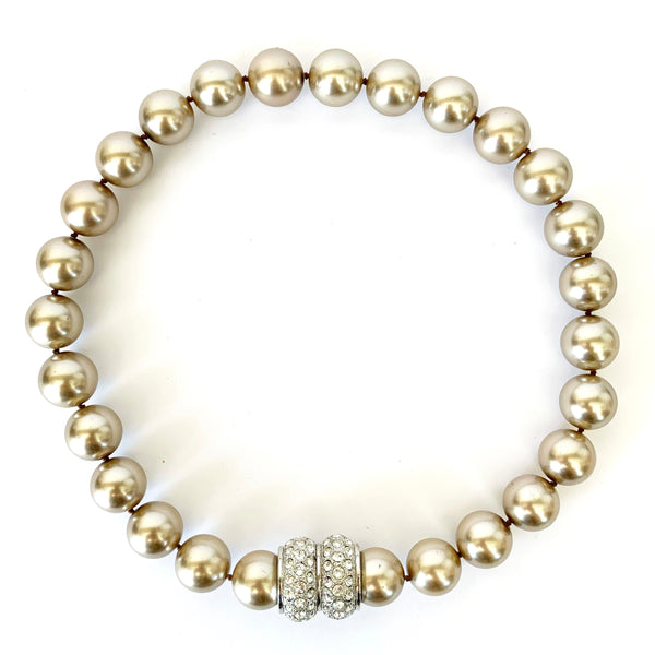 1980s Vintage Chunky Faux Pearl Necklace, Magnetic Clasp