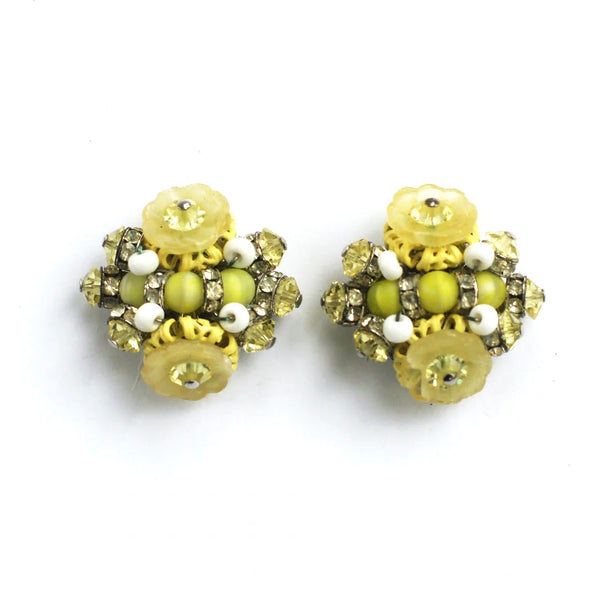 1950s Vendome Clip-On Earrings, Yellow