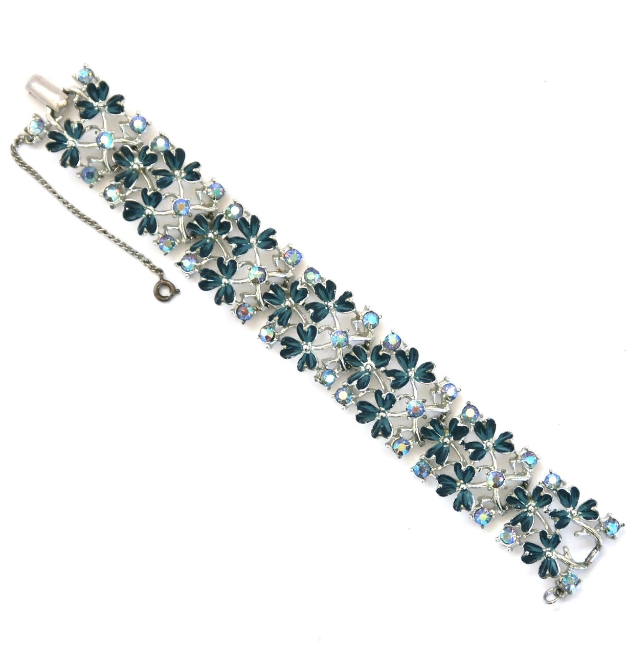 1950s Vintage Floral Jewelcraft Bracelet, Blue